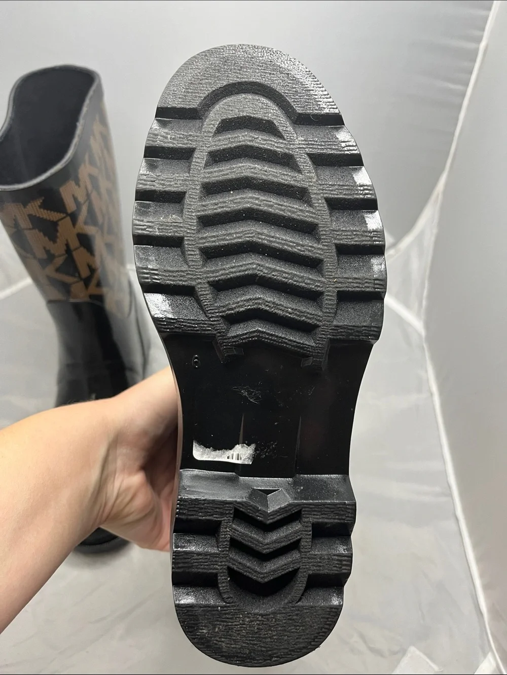Michael Kors Signature MK Logo Rain Boots with Side Buckle - Size 6